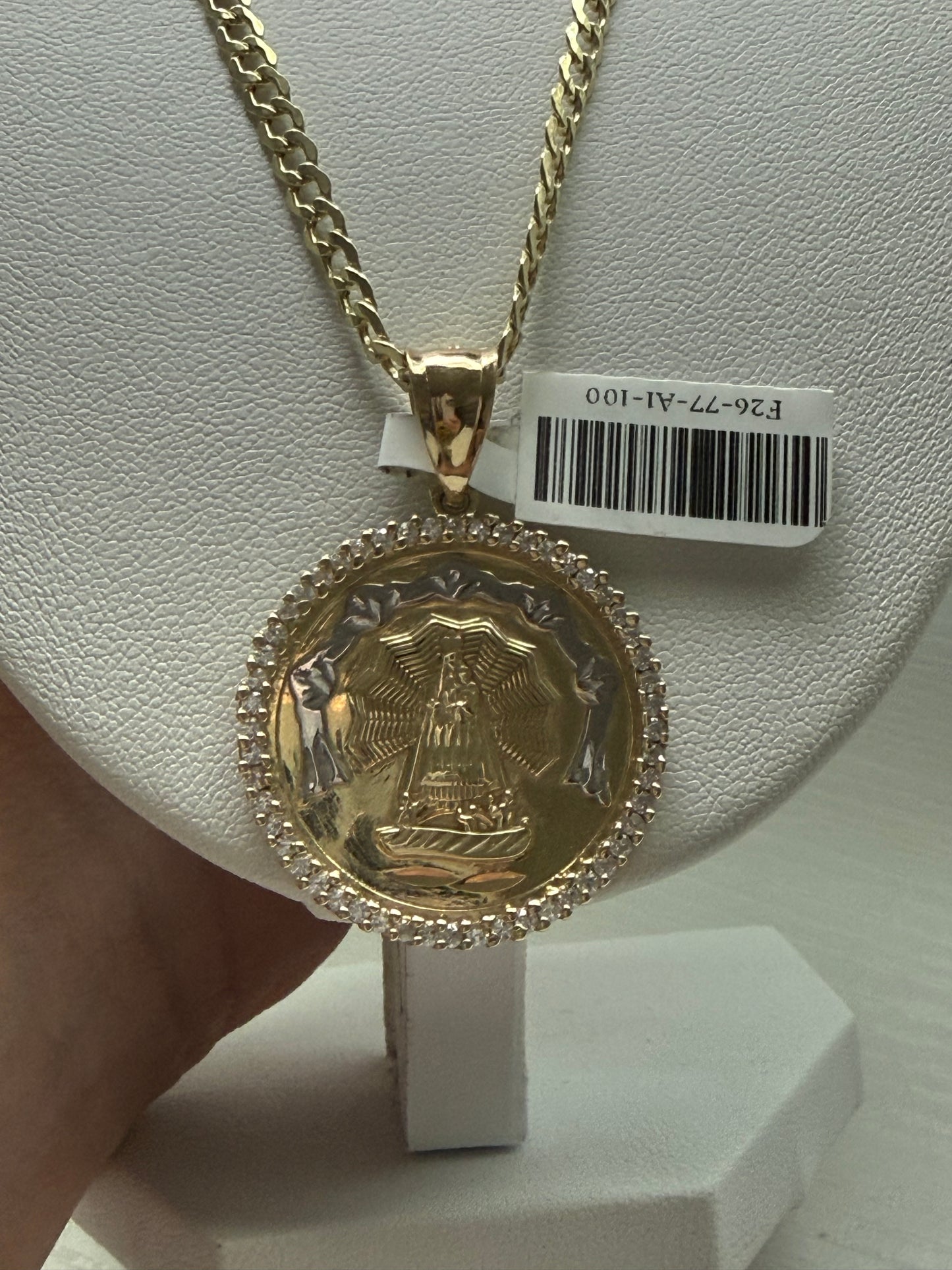 Cadena 3.8 mm y medalla virgen 10 k