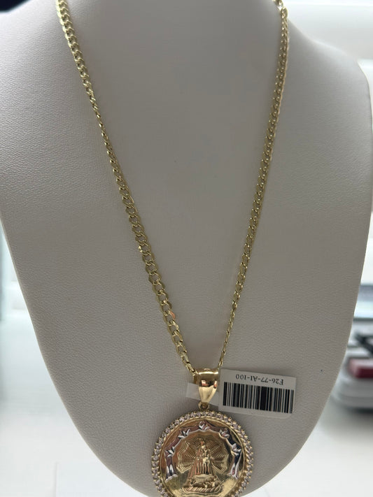 Cadena 3.8 mm y medalla virgen 10 k
