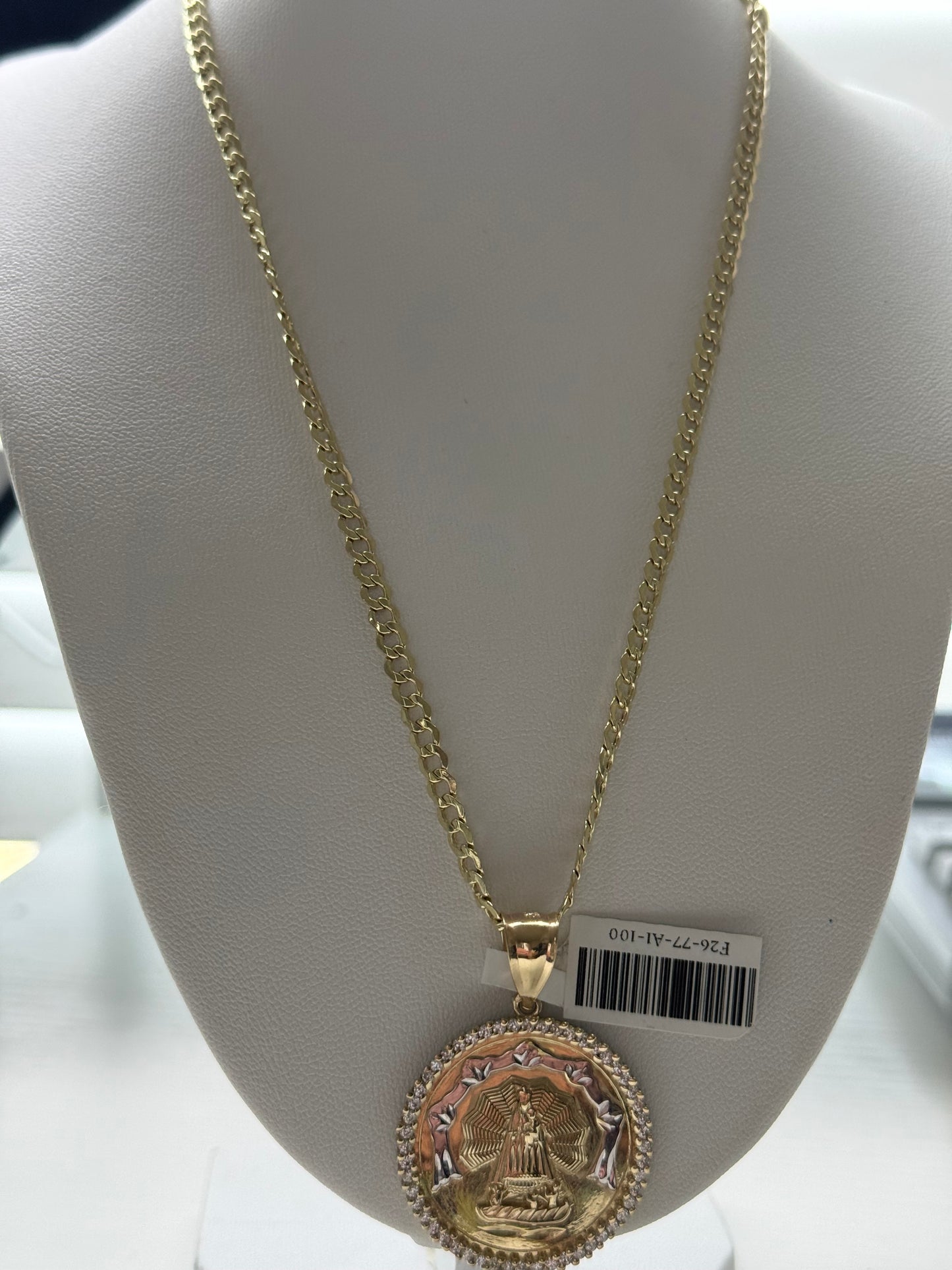 Cadena 3.8 mm y medalla virgen 10 k