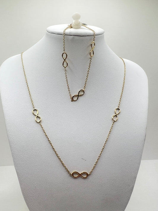 Set de 14 k cadena fina y brazalete infinito